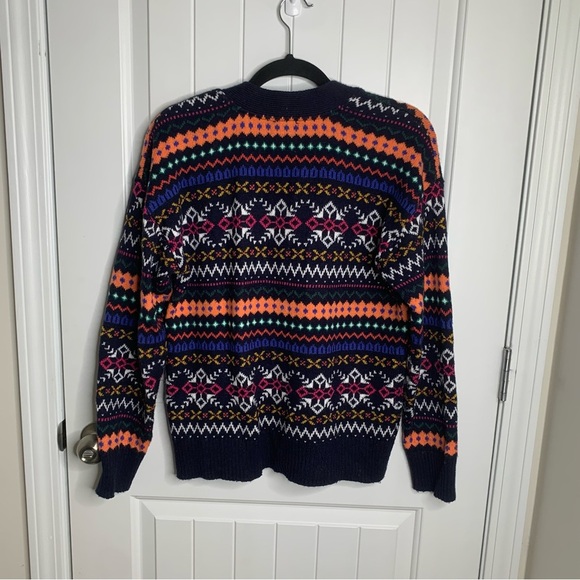 Talbots fair isle holiday winter knit sweater cardigan size medium women’s - Picture 4 of 5